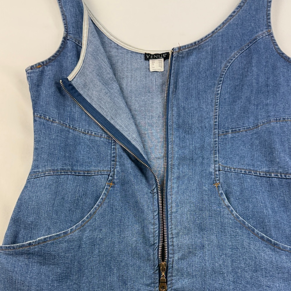 VENUS Denim Zip Front Dress Size M Cotton Blend - Picture 6 of 6